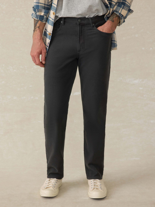 Faherty Men's Stretch Terry 5-Pocket Pants in Onyx Black detail view