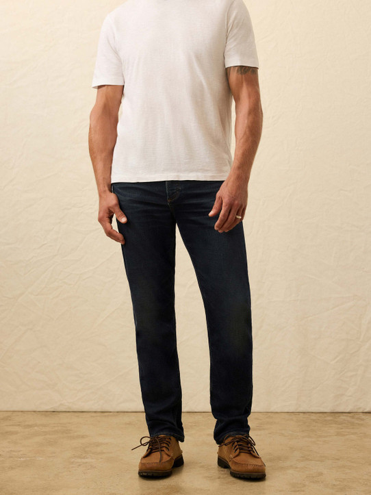 Faherty Men's Stretch Terry Indigo 5-Pocket Pants Belmar Coast detail view