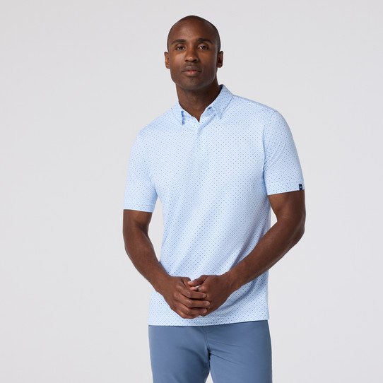 Mizzen+Main Men's Halyard Polo Cloud Blue Triangle Shadow side view