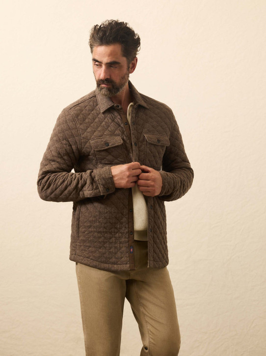 The Faherty Men's Epic Quilted Fleece Jacket in Mountain Heather