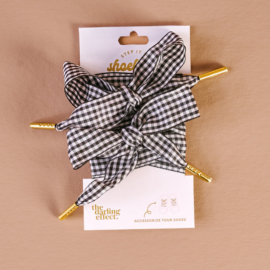 The Darling Effect Gingham Step It Up Shoelaces in Black