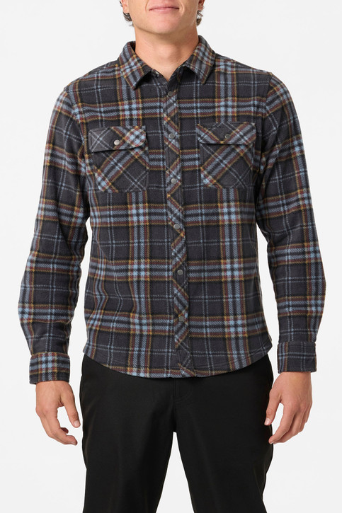 The O'Neill Men's Glacier Plaid Superfleece Shirt in Phantom Grey
