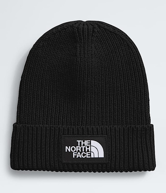 The North Face Kids' Logo Box Cuffed Beanie in TNF Black
