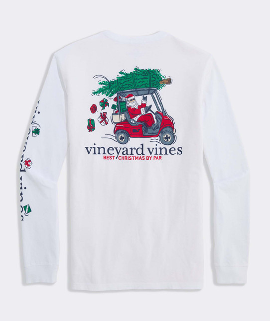 The Vineyard Vines Men's Best Christmas By Par Long Sleeve Tee in White Cap The Vineyard Vines Men's Best Christmas By Par Long Sleeve Tee in White Cap