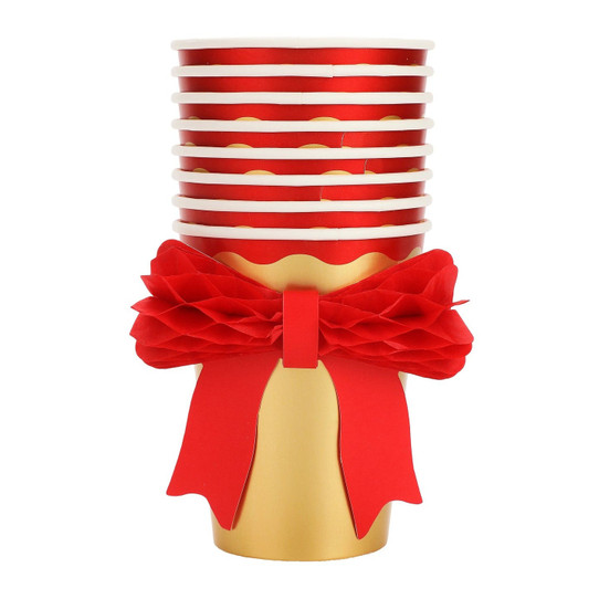 Packed Party Holiday Honeycomb Bow Cups Pack in Gold