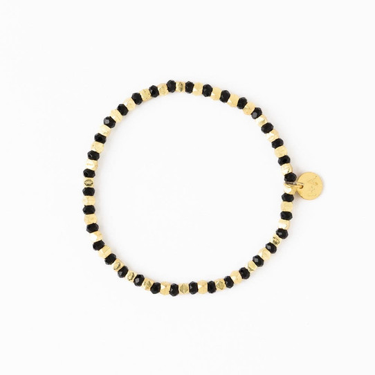 Ink & Alloy Louise Crystal Stretch Bracelet in Gold/Black