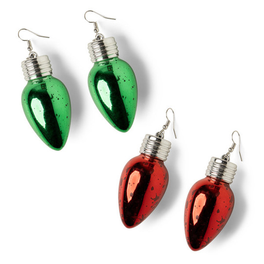 Xmas LED Frost Bulb Earrings frosted bulb pair both colors