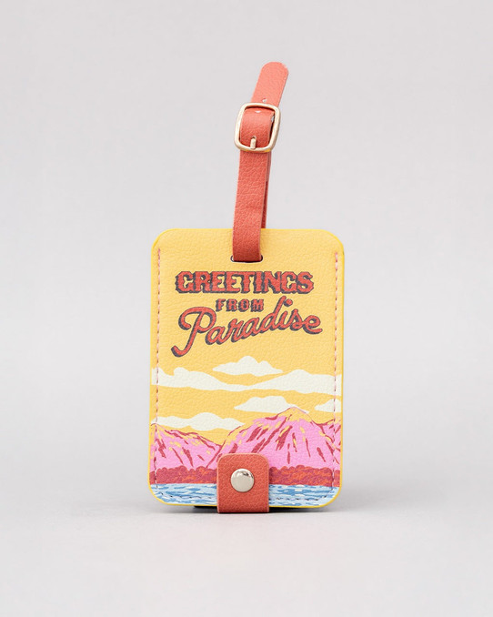 ban.do Greetings from Paradise Luggage Tag The Ban.do Greetings from Paradise Luggage Tag back view
