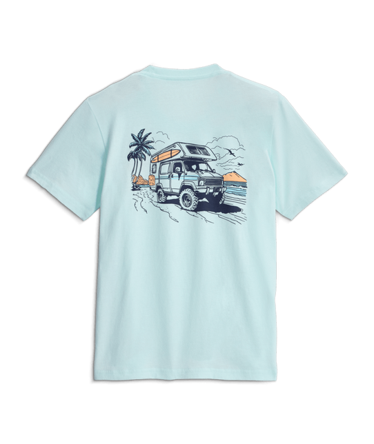 Free Fly Boys' Adventure Rig Tee in Heather Tropic Sea back view