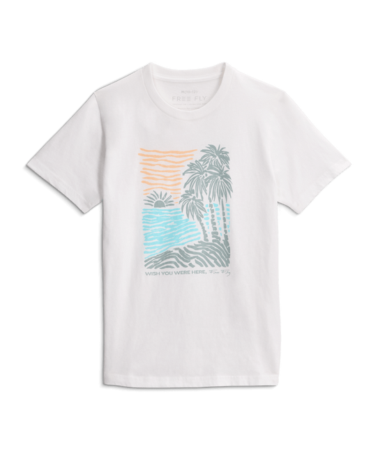 Free Fly Boys' Wish You Were Here Tee White front