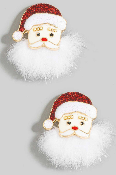 The Enamel Santa Claus Fuzzy Beard Stud Earrings