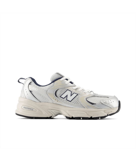 The New Balance Big Kids' 530 Sneakers in Summer Cloud and NB Navy