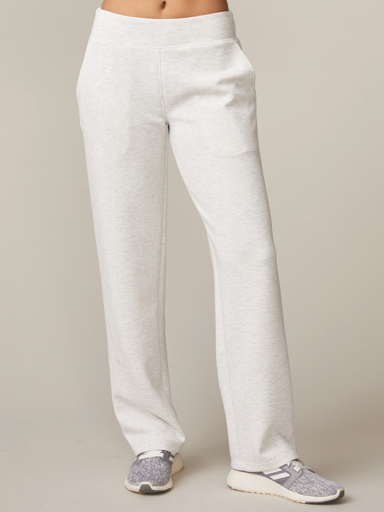 Thrive Societe Women's Ultraluxe Wide Leg Pants Heather White front view