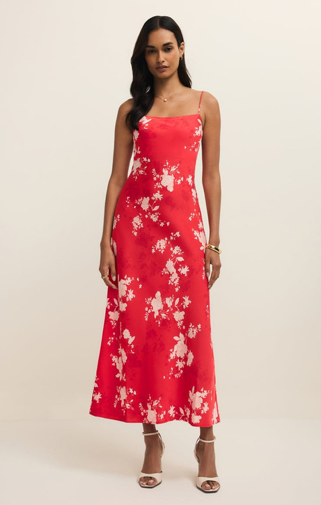 Z Supply Women's Alyse Darya Floral Maxi Dress in Kiss Me Red