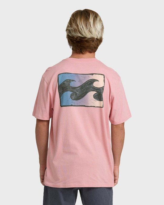 Billabong Men's Crayon Wave Premium Short Sleeve T-Shirt in Vintage Pink detail view