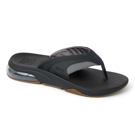 Reef Men's Fanning + Flip Flops Black and Gum front detail