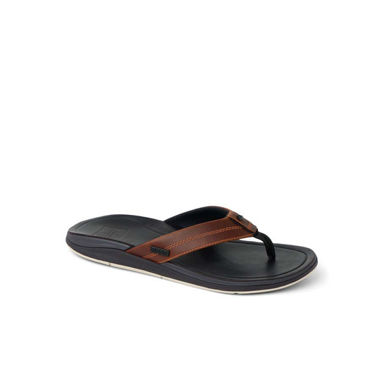 The Reef Men's Leather Offshore Flip Flops in Copper/Dark Brown