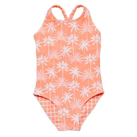 Snapper Rock Girls' Cali Palms Cross Back One-Piece Swimsuit
