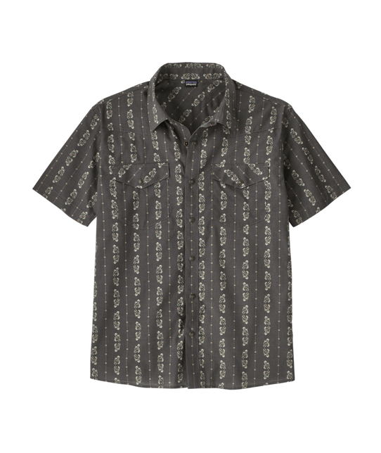 The Patagonia Men's Go-To Western Short Sleeve Shirt in Lowland Forge Grey