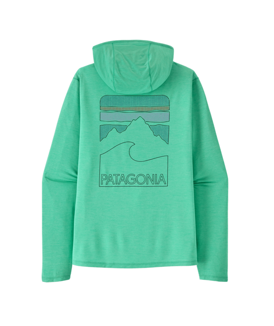 Patagonia Men's Capilene Cool Peak Visions Hoody in Aqua Stone back