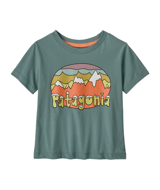 The Patagonia Baby Fitz Roy Flurries Tee in Blue Sage
