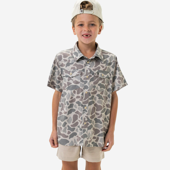 The Burlebo Boys' Performance Western Shirt in Deer Camo
