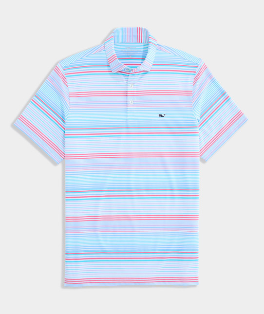 Vineyard Vines Performance Conch Stripe Sankaty Polo Toucan, Mint, Lilac back view