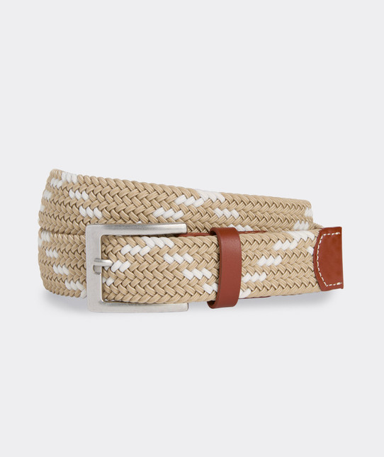 Vineyard Vines Men's Patterned Heritage Bungee Belt in Khaki side view