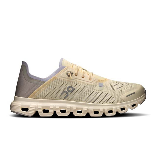 On Running Women's Cloud 6 Coast Running Shoes Gardenia and Sphinx heel view