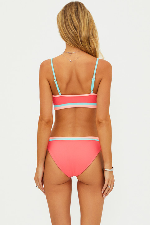 Beach Riot Women's Color Block Saffron Bikini Bottom in Guava Jelly