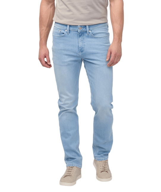 DUER Men's Performance Denim Slim Straight Jeans Lunar Blue front view