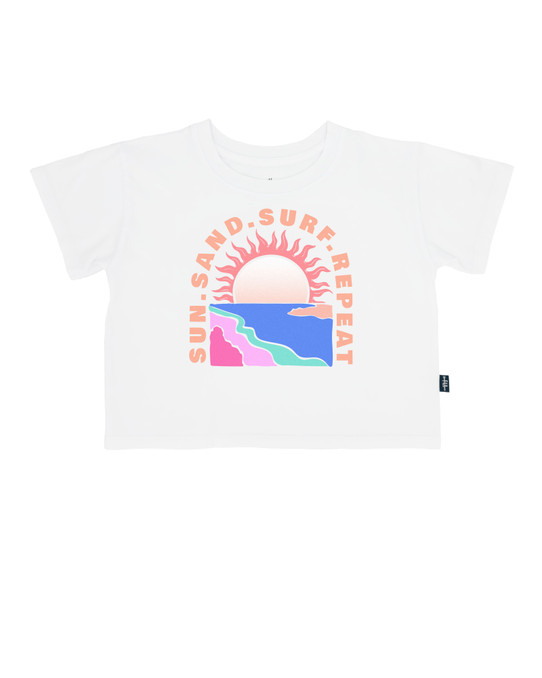 Feather 4 Arrow Girls' Sun Sand Boxy Tee in Sun Sand, front view