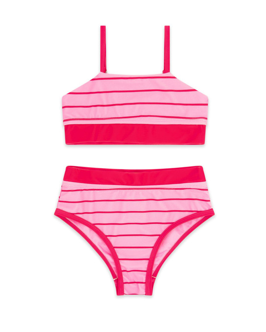 Feather 4 Arrow Girls' Block Party Bikini in geometric print, detail view