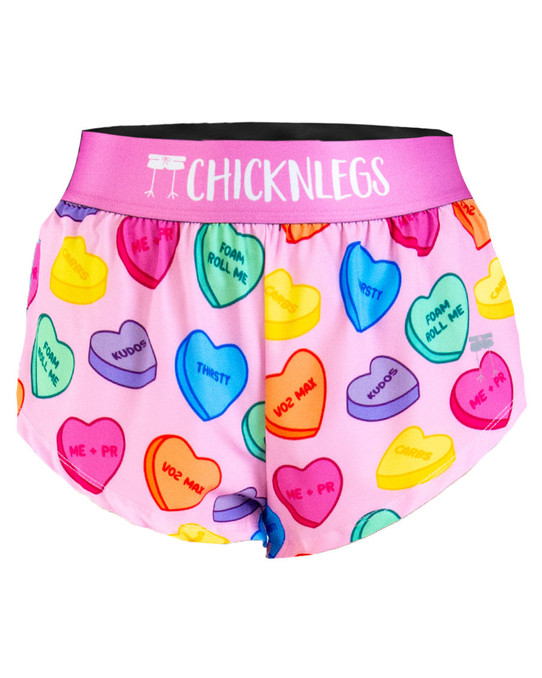 ChicknLegs Women's Candy Hearts Shorts in candy hearts print full view