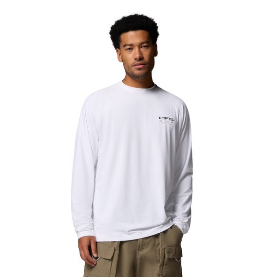 The Columbia Men's PFG Solar Stream II Long Sleeve Tee in White