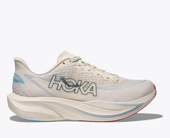 The Hoka Women's Mach 7 Running Shoes in Alabaster and Soaring Blue