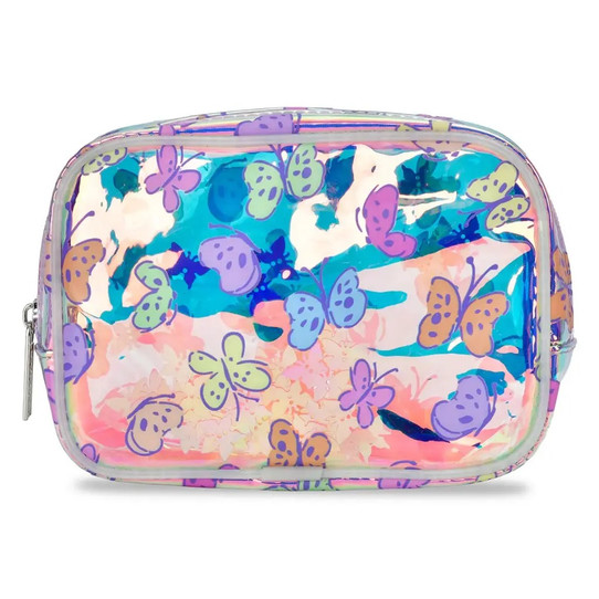 Iscream Bright Butterflies clear cosmetic bag with colorful butterfly design