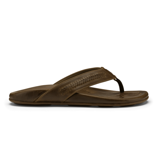 Olukai Men's Mea Ola Mano Sandals Mustang and Tan on-foot