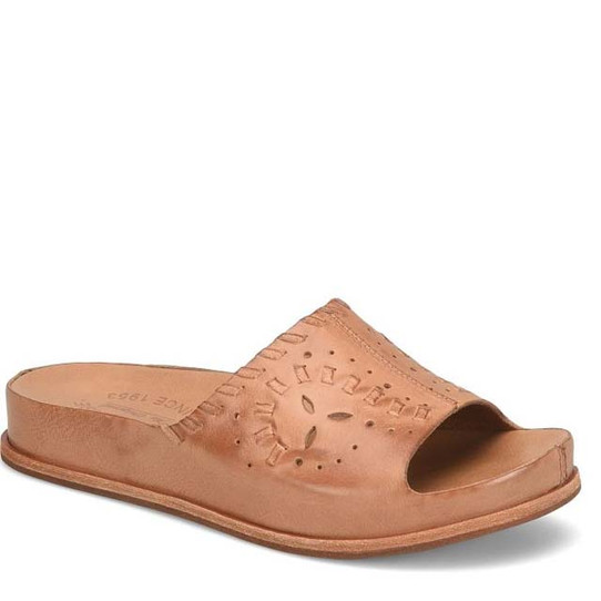 Kork-Ease Women's Tutsi Woven Slides in Tan Carmello quarter view
