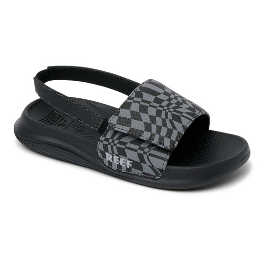 Reef Toddlers' Little Salty Slides Black Swell Checker full view