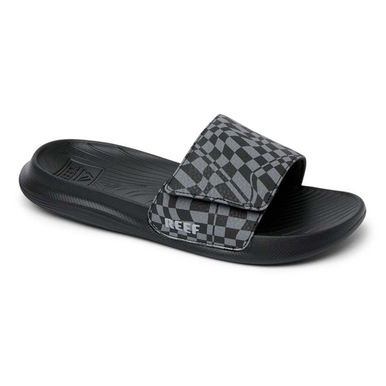 Reef Kids' Salty Slides Black Swell Checker front view