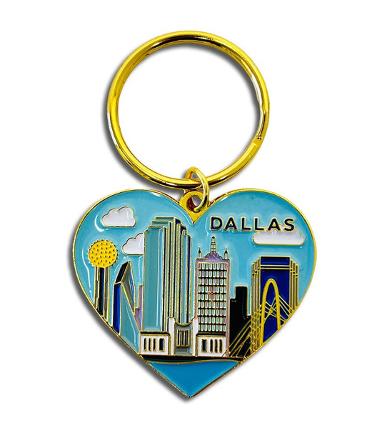 The Found Dallas Skyline Heart Keychain Dallas Skyline Heart front view