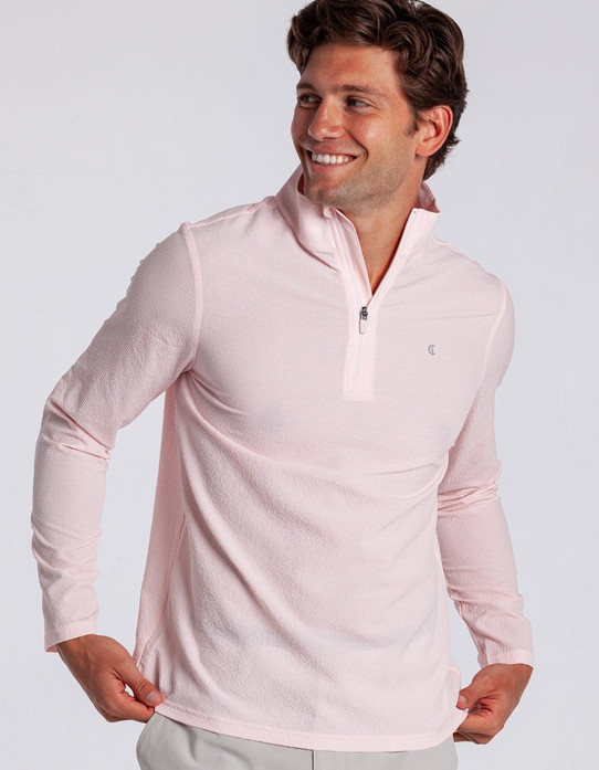Criquet Men's Seersucker Performance Pullover Pink