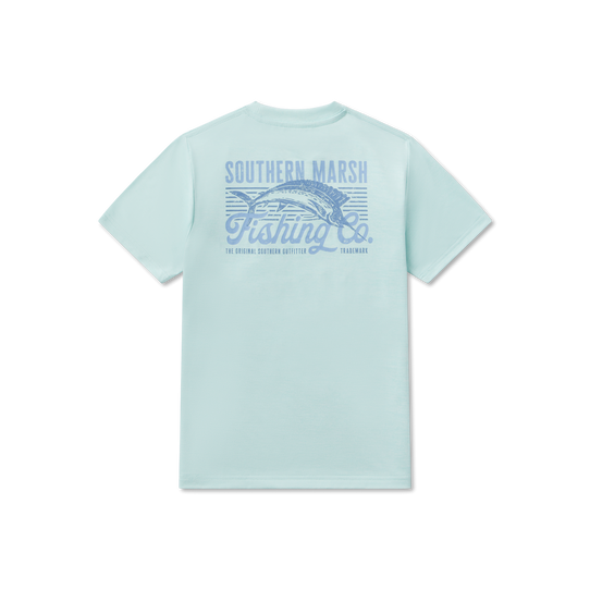 Southern Marsh Boys' FieldTec Pro Heathered Fishing Co Tee Antigua Blue detail