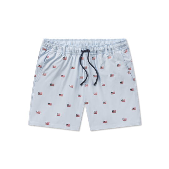 Southern Marsh Men's SouthernClassics Chambray Flags Swim Trunks back view