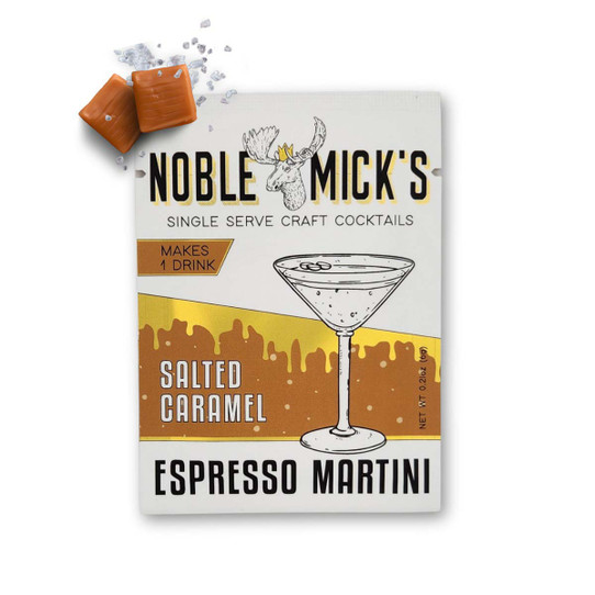 Noble Mick's Salted Caramel Espresso Martini Single Serve Cocktail Mix packet detail