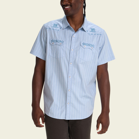 Howler Brothers Men's Crosscut Deluxe Shortsleeve Shirt Surfbird Sky Oxford Dobby