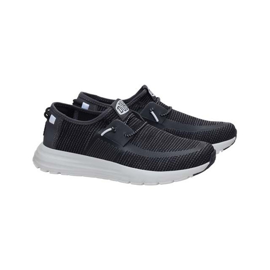 HeyDude Sirocco Stretch Sox Black three-quarter view
