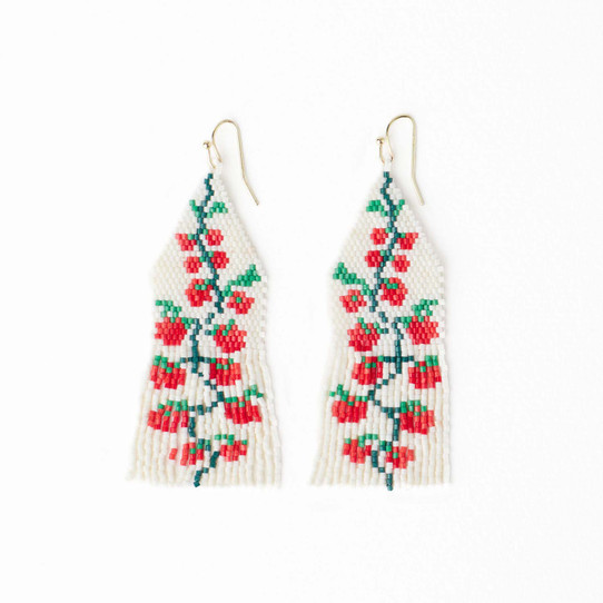 Ink & Alloy Delilah Tomato Beaded Fringe Earrings detail view