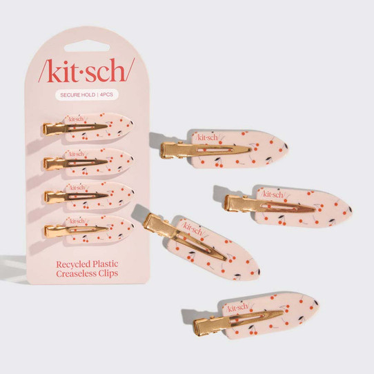 Kitsch Cherry Print Creaseless Hair Clips 4pc Set